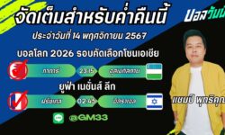 แชมป์เปี้ยนFM99 💠ทรรศนะบอลประจำวันที่ 14 เดือน พฤศจิกายน 2567 💠