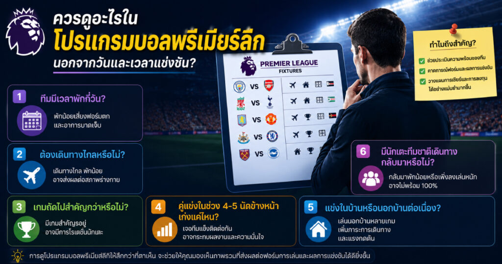ควรดูอะไรในโปรแกรมบอลพรีเมียร์ลีก