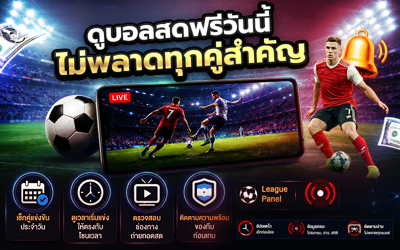 ดูบอลสดวันนี้ฟรี ไม่พลาดทุกคู่สำคัญ