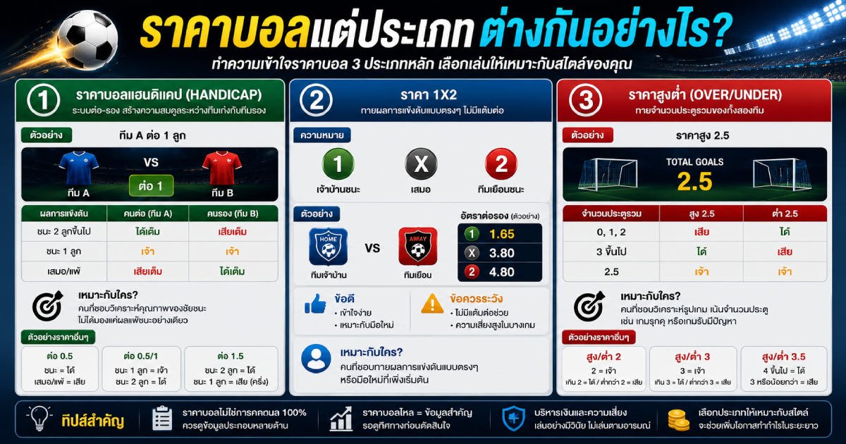 ตารางประเภทราคาบอล