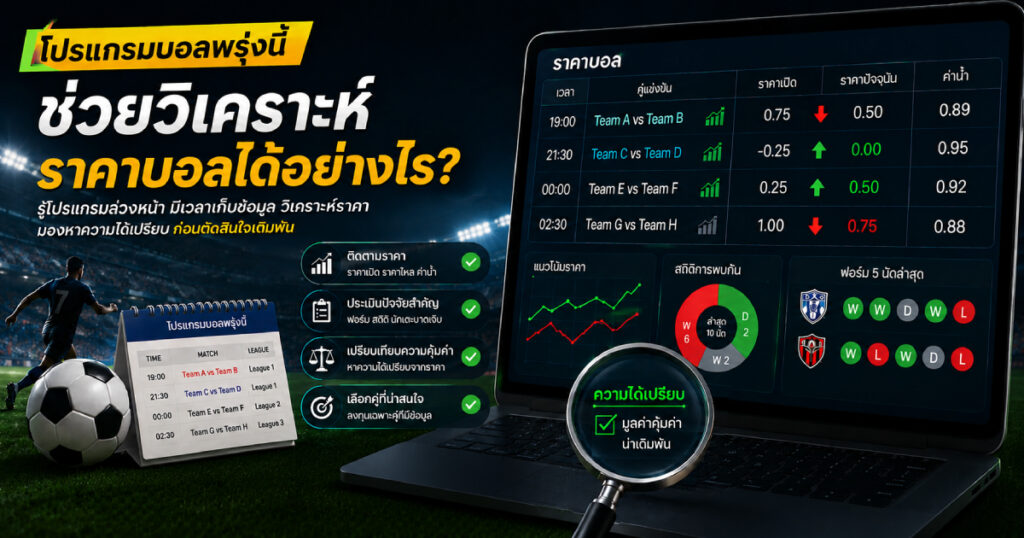 โปรแกรมบอลพรุ่งนี้ช่วยวิเคราะห์ราคาบอล