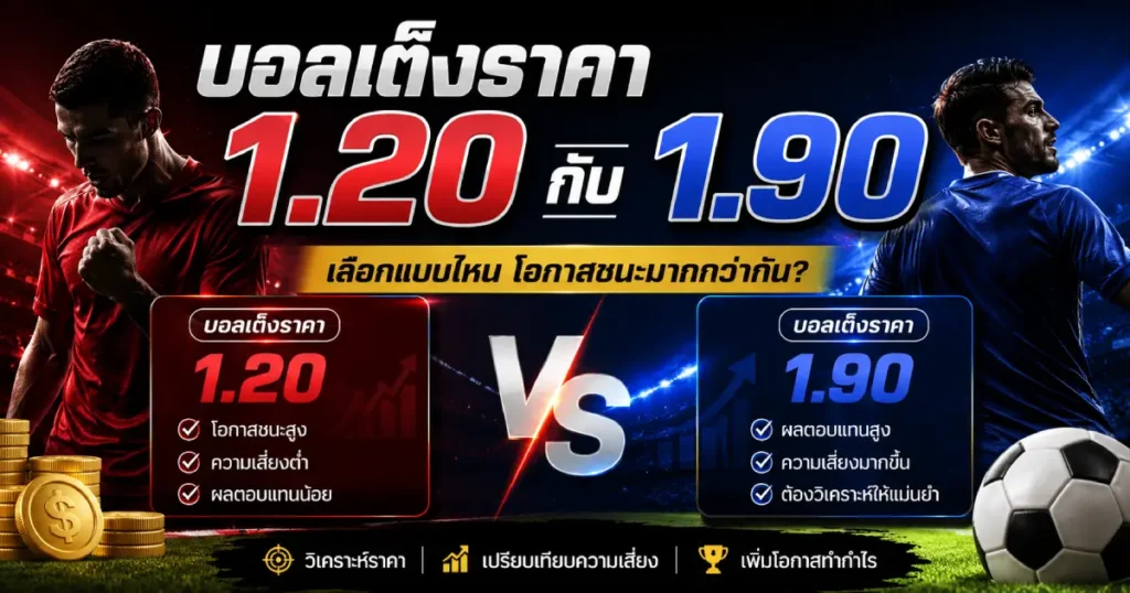 บอลเต็งราคา 1.20 กับบอลเต็งราคา 1.90