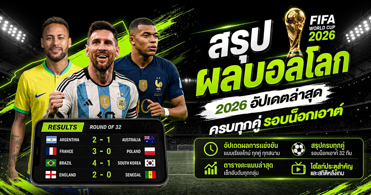 สรุปผลบอลโลก 2026 อัปเดตล่าสุดทุกคู่