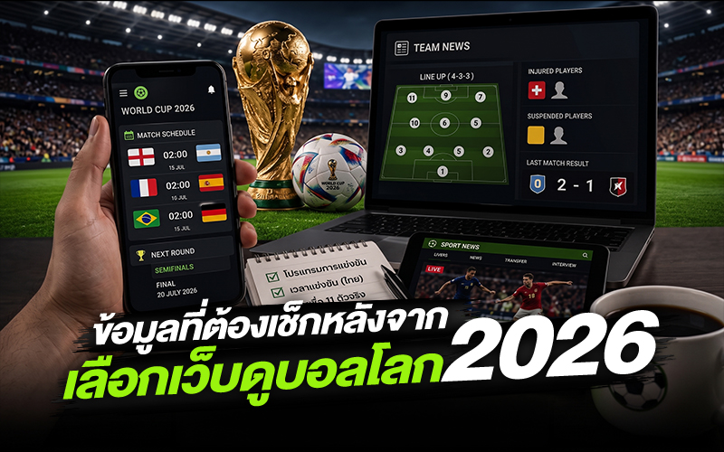 ข้อมูลที่ต้องเช็กหลังจากเลือกเว็บดูบอลโลก 2026