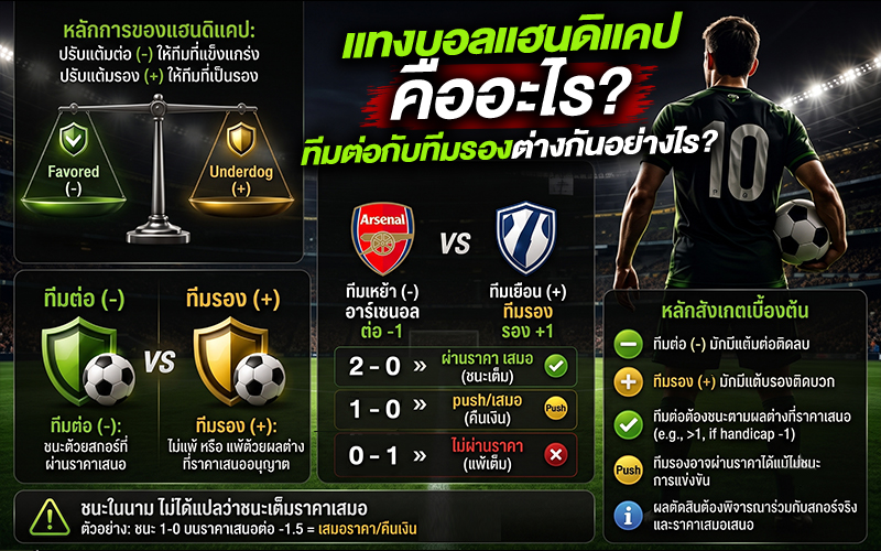 แทงบอลแฮนดิแคปคืออะไร และทีมต่อกับทีมรองต่างกันอย่างไร?