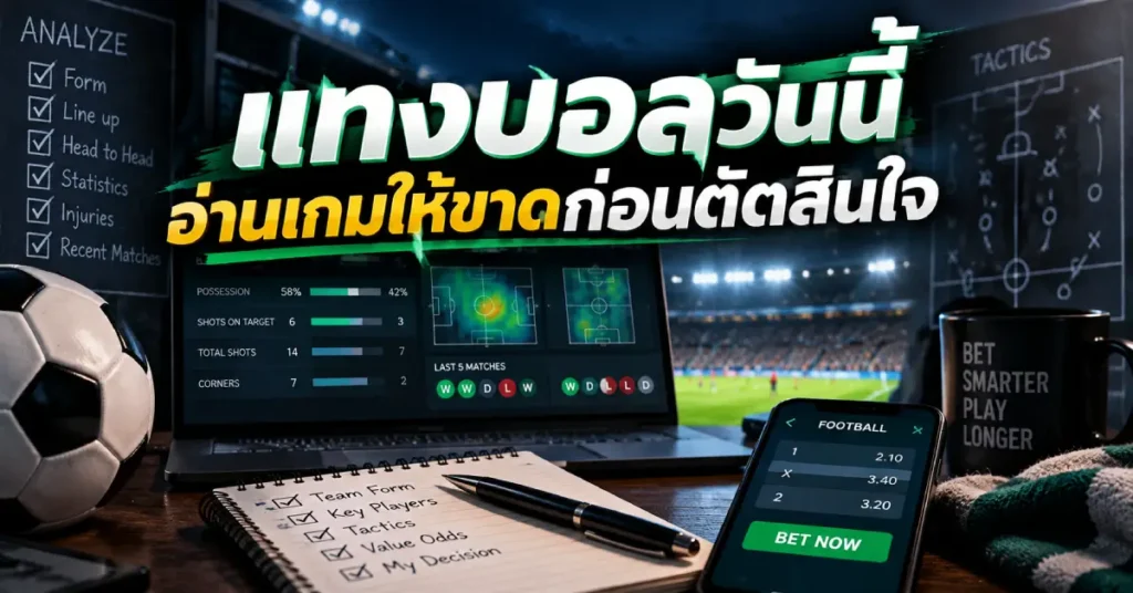 แทงบอลวันนี้ อ่านเกมให้ขาดก่อนตัดสินใจ วิเคราะห์ฟอร์ม รายชื่อผู้เล่น สถิติ อาการบาดเจ็บ และผลงานล่าสุด